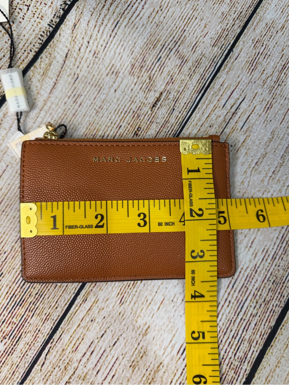 Marc Jacobs Top Zip Wallet Card Case Key Ring Smoked Almond Tan NWT - Picture 6 of 7